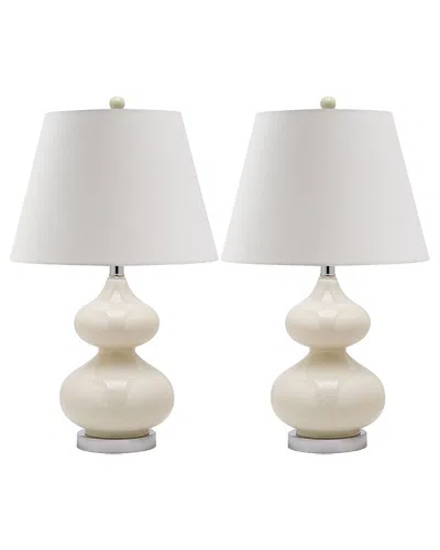 Safavieh Eva 24in Double Gourd Glass Lamp In White