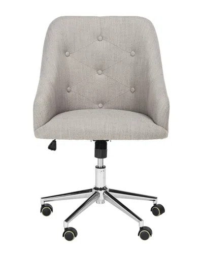 Safavieh Evelynn Tufted Linen Chrome Leg Swivel Office Chair