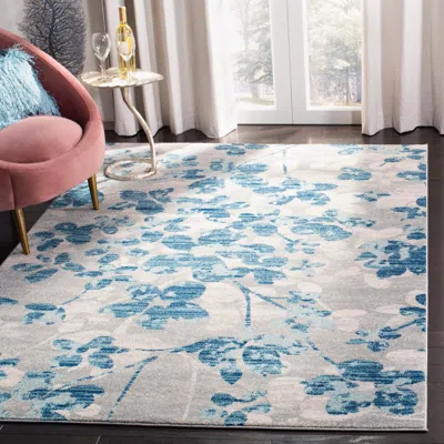Safavieh Evoke Machine Made Area Rug, Grey / Light Blue Contemporary Style Easy Care In Multi
