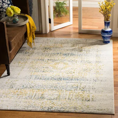 Safavieh Evoke Machine Made Area Rug, Ivory / Blue Traditional Style Easy Care In Multi