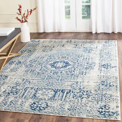 Safavieh Evoke Machine Made Area Rug, Ivory / Blue Traditional Style Easy Care