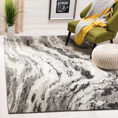 Safavieh Evoke Machine Made Area Rug, Ivory / Grey Contemporary Style Easy Care