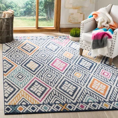 Safavieh Evoke Machine Made Area Rug, Navy / Ivory Bohemian Style Easy Care