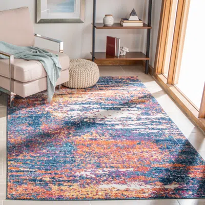 Safavieh Evoke Machine Made Area Rug, Navy / Orange Contemporary Style Easy Care