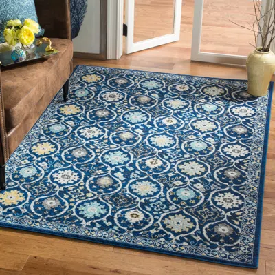 Safavieh Evoke Machine Made Area Rug, Royal / Ivory Traditional Style Easy Care In Blue