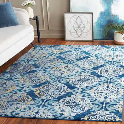 Safavieh Evoke Machine Made Area Rug, Royal / Light Blue Traditional Style Easy Care