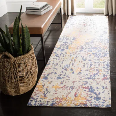 Safavieh Expression Hand Made Area Rug, Ivory / Navy Transitional Style Non Shedding In Multi