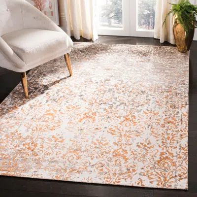 Safavieh Expression Hand Made Area Rug, Ivory / Rust Transitional Style Non Shedding In Orange