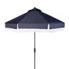 Safavieh Fabia Fringe 9 Ft Crank Umbrella In Navy/white