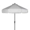 Safavieh Fabia Fringe 9 Ft Crank Umbrella In White/white