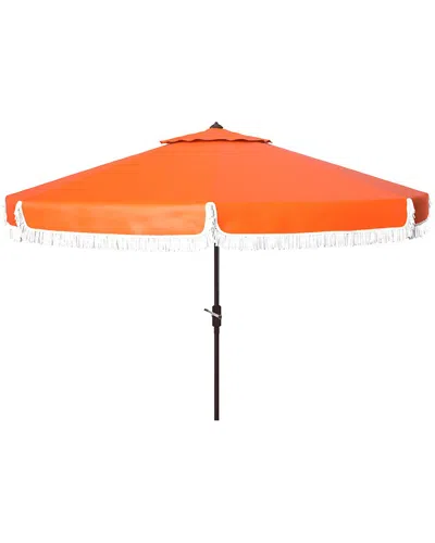 Safavieh Fabia Fringe 9ft Crank Umbrell In Orange