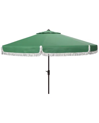 Safavieh Fabia Fringe 9ft Crank Umbrella In Green
