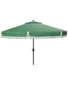 Safavieh Fabia Fringe 9ft Crank Umbrella In Green