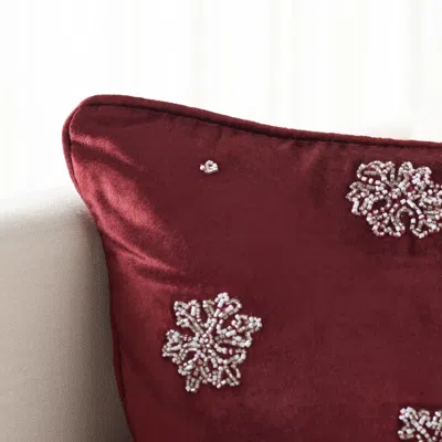 Safavieh Falling Snow Pillow In Burgundy