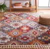 Safavieh Farmhouse Machine Made Area Rug, Grey / Red Bohemian Style Easy Care In Multi