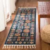 Safavieh Farmhouse Machine Made Area Rug, Navy / Orange Traditional Style Easy Care In Multi