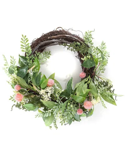 Safavieh Faux 21in Sweetgum & Mandarin Semi-wreath In Green