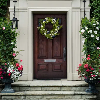 Safavieh Faux 24 Inch Boxwood & Berry Wreath In Gray