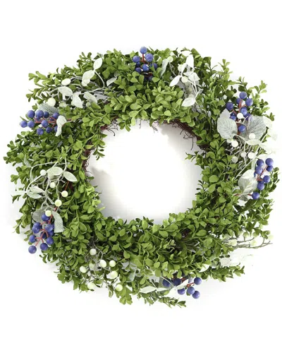 Safavieh Faux 24in Boxwood & Berry Wreath In Green