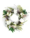 Safavieh Faux 24in Dahlia & Olive Wreath In Green