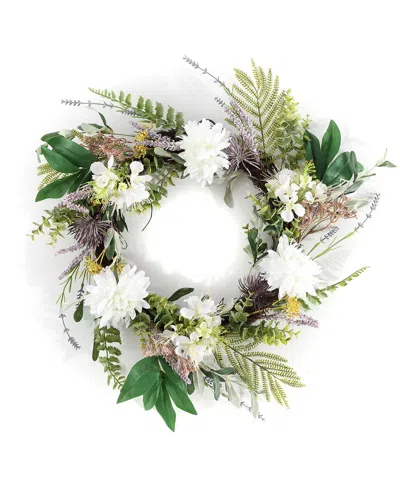 Safavieh Faux 24in Dahlia & Olive Wreath In Green