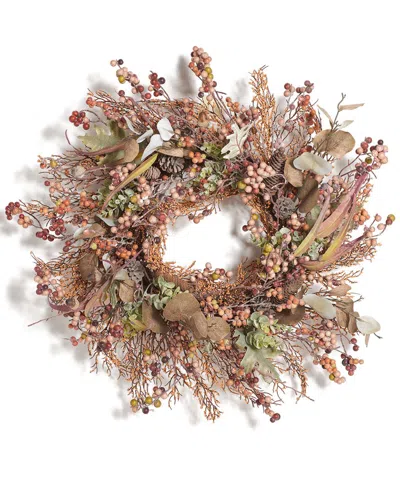 Safavieh Faux 26in Berry & Acorn Wreath In Brown