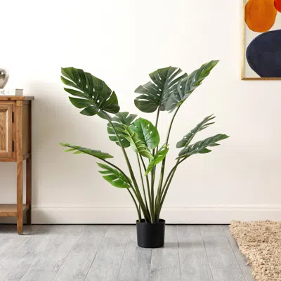 Safavieh Faux 43 Inch Potted Monstera Tree In Green