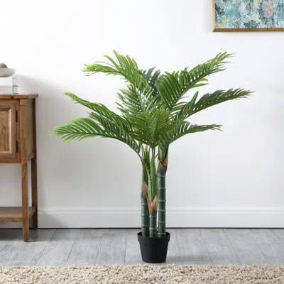 Safavieh Faux 49 Inch Potted Golden Can Palm Tree In Green