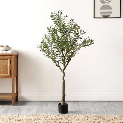 Safavieh Faux 60 Inch Potted Lemon Tree In Green