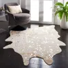 Safavieh Faux Cowhide Machine Made Area Rug, Beige / Silver Novelty Style Easy Care In Neutral