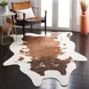 Safavieh Faux Cowhide Machine Made Area Rug, Ivory / Dark Brown Novelty Style Easy Care In Multi
