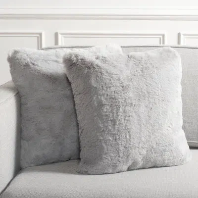 Safavieh Faux Fur Throw Square Pillow Cover & Insert In Gray