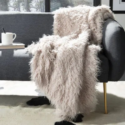 Safavieh Faux Fur Throw In Taupe