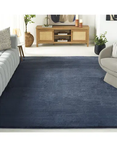Safavieh Faux Rabbit Fur Lauren-marie Power Loomed Rug In Blue