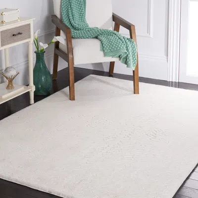 Safavieh Faux Rabbit Fur Non-slip Machine Washable Area Rug, Off White Solid / Tonal Style Easy Care In Neutral