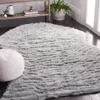 Safavieh Faux Sheep Skin Machine Made Area Rug, Light Grey Shag / Flokati Style Easy Care In Gray