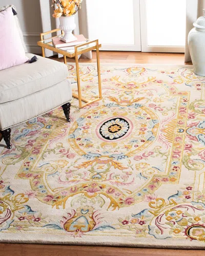 Safavieh Feather Medallion Rug, 9' X 12' In Beige/sage