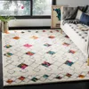 Safavieh Fiesta Shag Machine Made Area Rug, Cream / Multi Bohemian Style Easy Care In White