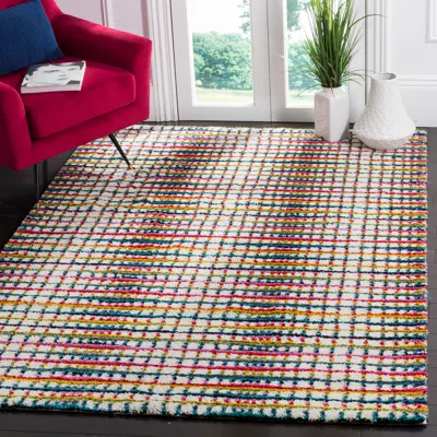Safavieh Fiesta Shag Machine Made Area Rug, Cream / Multi Shag / Flokati Style Easy Care