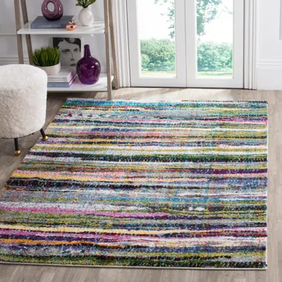 Safavieh Fiesta Shag Machine Made Area Rug, Multi Contemporary Style Easy Care