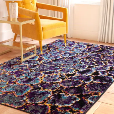 Safavieh Fiesta Shag Machine Made Area Rug, Turquoise / Multi Contemporary Style Easy Care In Blue