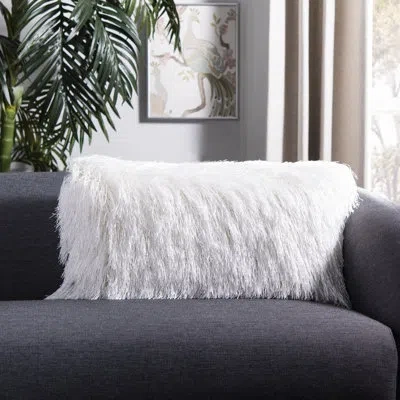 Safavieh Fiesta Shag Shag Indoor/outdoor Lumbar Pillow In White