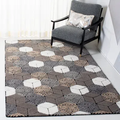 Safavieh Fifth Avenue Hand Made Area Rug, Ivory / Grey Contemporary Style Non-shedding In Gray