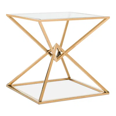 Safavieh Fiorella Glass Top End Table In Gold