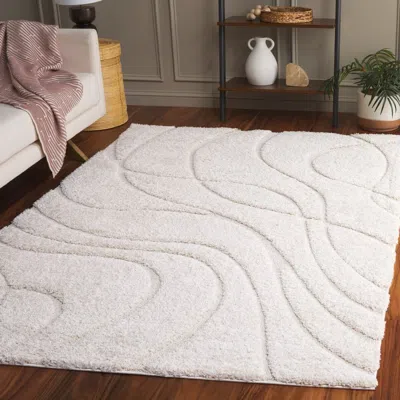Safavieh Florida Shag Collection Power Loomed Rug In White