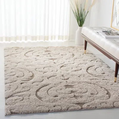 Safavieh Florida Shag Machine Made Area Rug, Cream / Beige Shag & Flokati Style Easy Care In Gray