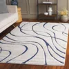 Safavieh Florida Shag Machine Made Area Rug, Cream / Blue Modern Style Easy Care In White