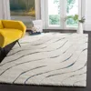 Safavieh Florida Shag Machine Made Area Rug, Cream / Blue Shag & Flokati Style Easy Care In White