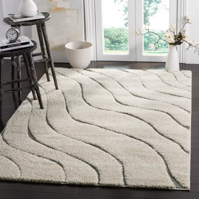 Safavieh Florida Shag Machine Made Area Rug, Cream / Grey Modern Style Easy Care In Neutral