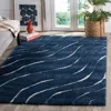 Safavieh Florida Shag Machine Made Area Rug, Dark Blue / Cream Shag & Flokati Style Easy Care In Blue